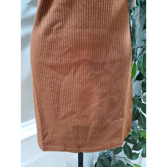 Aura NWT Brown Rust Rayon One Shoulder Off Sleeveless Ribbed Dress Size Small - Picture 4 of 12
